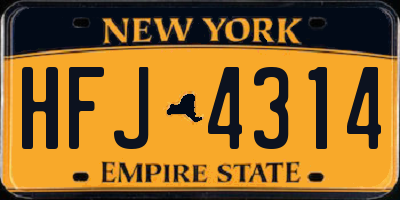 NY license plate HFJ4314