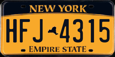 NY license plate HFJ4315