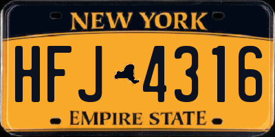 NY license plate HFJ4316