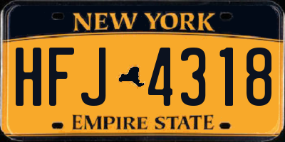 NY license plate HFJ4318