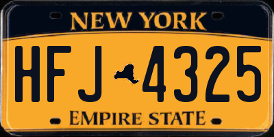 NY license plate HFJ4325