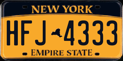 NY license plate HFJ4333