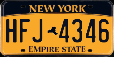 NY license plate HFJ4346