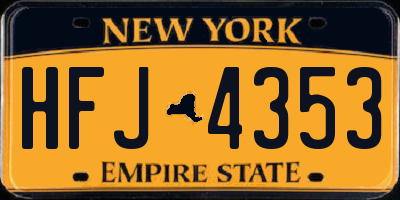 NY license plate HFJ4353
