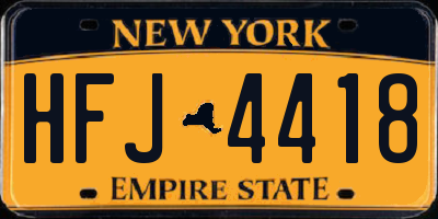 NY license plate HFJ4418