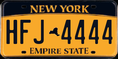 NY license plate HFJ4444