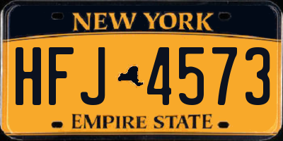 NY license plate HFJ4573