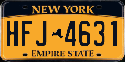 NY license plate HFJ4631