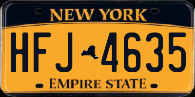 NY license plate HFJ4635