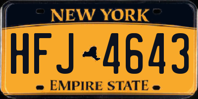 NY license plate HFJ4643
