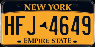 NY license plate HFJ4649