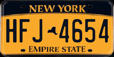 NY license plate HFJ4654