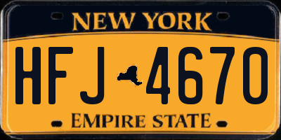 NY license plate HFJ4670