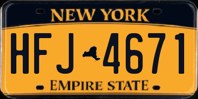 NY license plate HFJ4671
