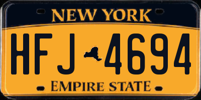 NY license plate HFJ4694
