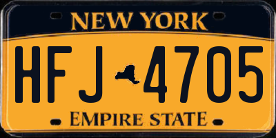 NY license plate HFJ4705