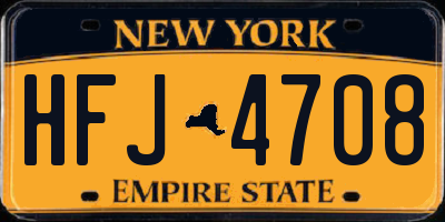 NY license plate HFJ4708