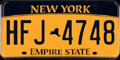 NY license plate HFJ4748