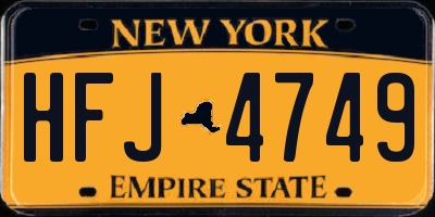 NY license plate HFJ4749