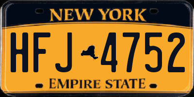 NY license plate HFJ4752