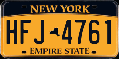 NY license plate HFJ4761