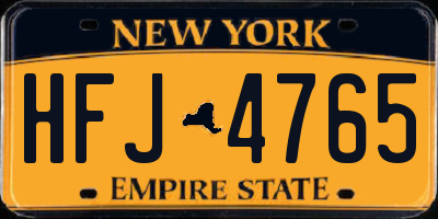 NY license plate HFJ4765