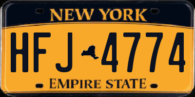 NY license plate HFJ4774