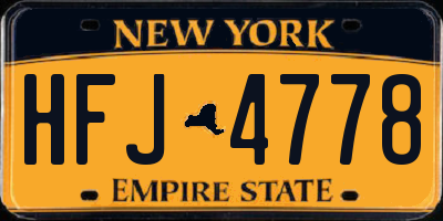 NY license plate HFJ4778