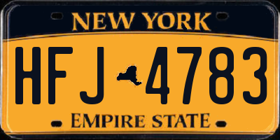 NY license plate HFJ4783