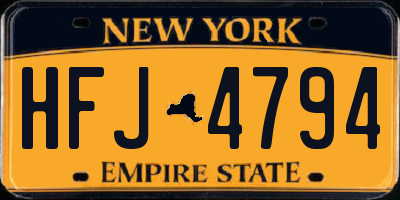 NY license plate HFJ4794