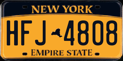 NY license plate HFJ4808