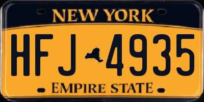 NY license plate HFJ4935