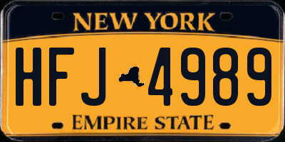 NY license plate HFJ4989