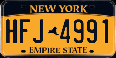 NY license plate HFJ4991