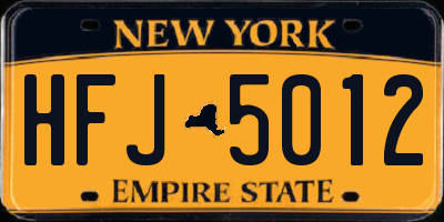 NY license plate HFJ5012