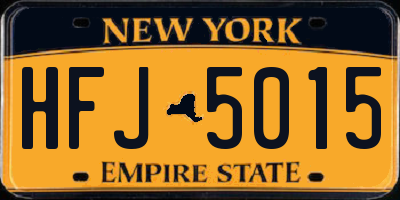 NY license plate HFJ5015