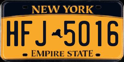 NY license plate HFJ5016