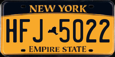 NY license plate HFJ5022