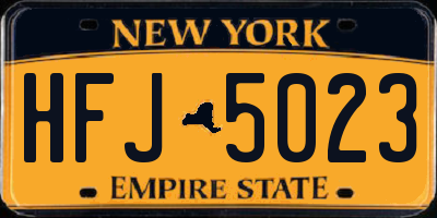 NY license plate HFJ5023