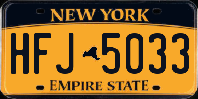NY license plate HFJ5033