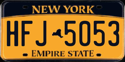 NY license plate HFJ5053