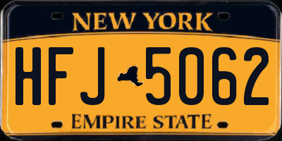 NY license plate HFJ5062