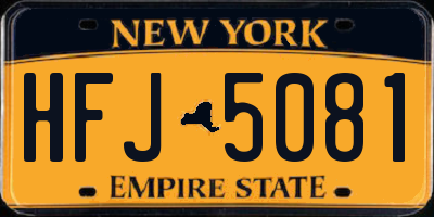 NY license plate HFJ5081