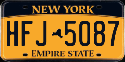 NY license plate HFJ5087