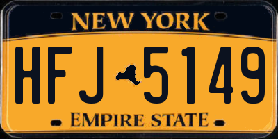 NY license plate HFJ5149