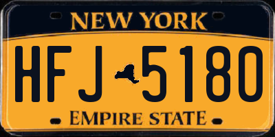 NY license plate HFJ5180