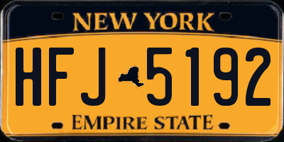 NY license plate HFJ5192