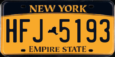 NY license plate HFJ5193