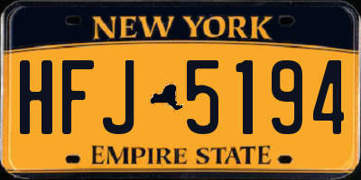 NY license plate HFJ5194