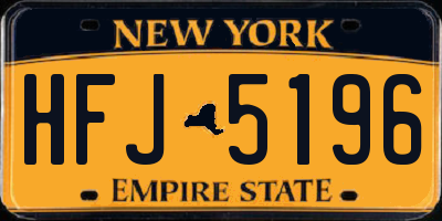 NY license plate HFJ5196